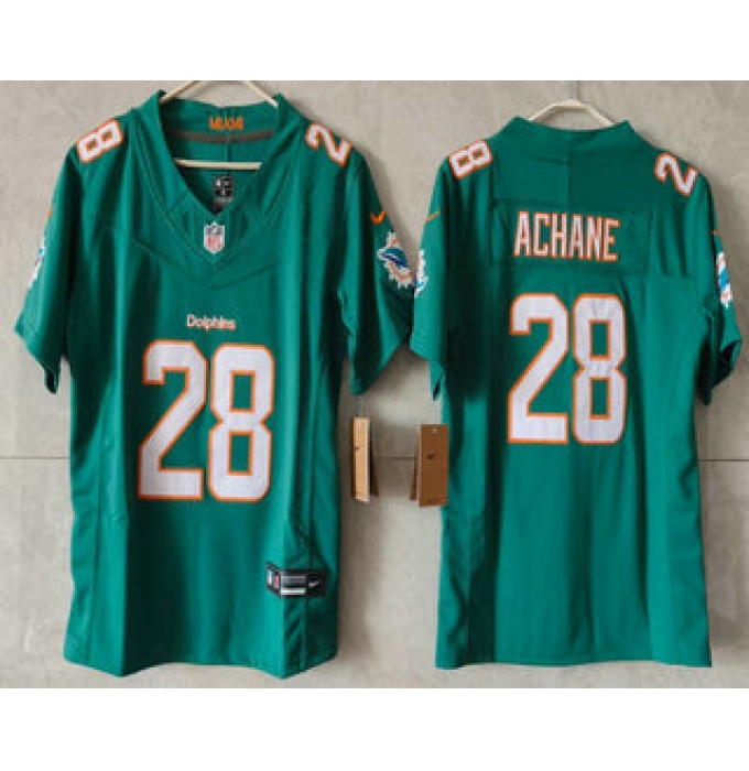 Women's Miami Dolphins #28 DeVon Achane Limited Green FUSE Vapor Jersey