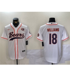 Men's Chicago Bears #18 Caleb Williams White With Cool Base Baseball Stitched Jersey