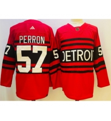 Men's Detroit Red Wings #57 David Perron Red 2022-23 Reverse Retro Stitched Jersey