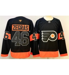Men's Philadelphia Flyers #46 Trevor Zegras Black 2024 Stitched Jersey
