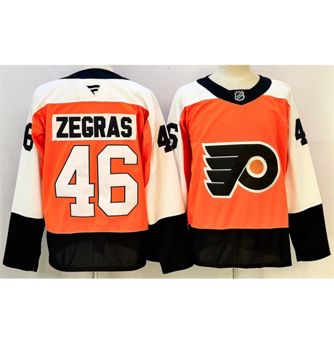 Men's Philadelphia Flyers #46 Trevor Zegras Orange 2024 Stitched Jersey