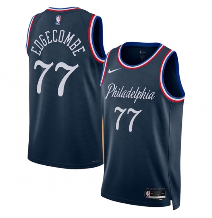 Men's Philadelphia 76ers #77 V. J. Edgecombe Navy 2025-26 City Edition Swingman Stitched Jersey