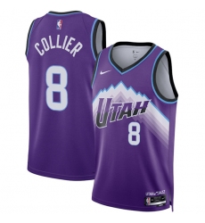 Men's Utah Jazz #8 Isaiah Collier Purple 2025 Icon Edition Stitched Basketball Jersey