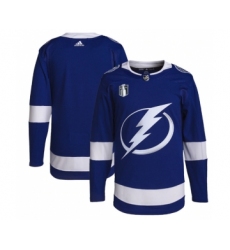 Men's Tampa Bay Lightning Blank 2022 Blue Stanley Cup Final Patch Stitched Jersey