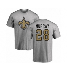 Football New Orleans Saints #28 Latavius Murray Ash Name & Number Logo T-Shirt