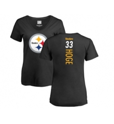 Football Women's Pittsburgh Steelers #33 Merril Hoge Black Backer Slim Fit T-Shirt