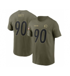 Men's Pittsburgh Steelers T.J. Watt Football Camo 2021 Salute To Service Name & Number T-Shirt