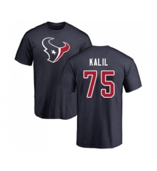 Football Houston Texans #75 Matt Kalil Navy Blue Name & Number Logo T-Shirt