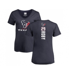 Football Women's Houston Texans #29 Bradley Roby Navy Blue Backer T-Shirt
