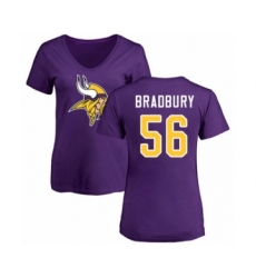 Football Women's Minnesota Vikings #56 Garrett Bradbury Purple Name & Number Logo Slim Fit T-Shirt