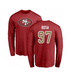 Football San Francisco 49ers #97 Nick Bosa Red Name & Number Logo Long Sleeve T-Shirt