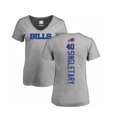 Football Women's Buffalo Bills #40 Devin Singletary Ash Backer V-Neck T-Shirt