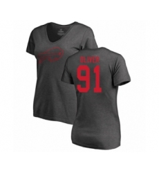 Football Women's Buffalo Bills #91 Ed Oliver Ash One Color T-Shirt