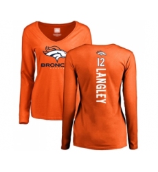 Football Women's Denver Broncos #12 Brendan Langley Orange Backer Long Sleeve T-Shirt