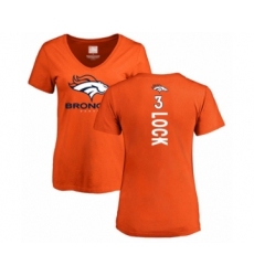 Football Women's Denver Broncos #3 Drew Lock Orange Backer T-Shirt