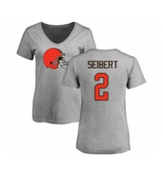 Football Women's Cleveland Browns #2 Austin Seibert Ash Name & Number Logo T-Shirt