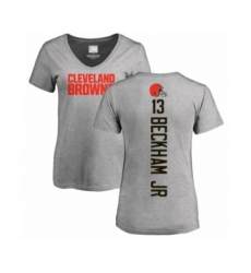 NFL Women's Nike Cleveland Browns #13 Odell Beckham Jr. Ash Backer V-Neck T-Shirt