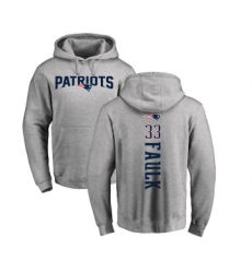 Football New England Patriots #33 Kevin Faulk Ash Backer Pullover Hoodie