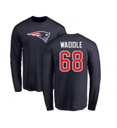 Football New England Patriots #68 LaAdrian Waddle Navy Blue Name & Number Logo Long Sleeve T-Shirt