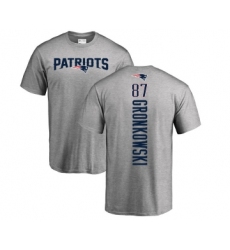 Football New England Patriots #87 Rob Gronkowski Ash Backer T-Shirt