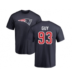Football New England Patriots #93 Lawrence Guy Navy Blue Name & Number Logo T-Shirt