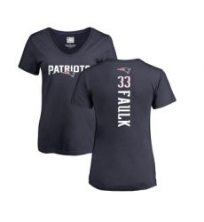 Football Women's New England Patriots #33 Kevin Faulk Navy Blue Backer T-Shirt