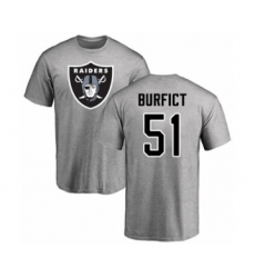 Football Oakland Raiders #51 Vontaze Burfict Ash Name & Number Logo T-Shirt