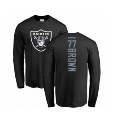 Football Oakland Raiders #77 Trent Brown Black Backer Long Sleeve T-Shirt