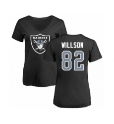 Football Women's Oakland Raiders #82 Luke Willson Black Name & Number Logo T-Shirt