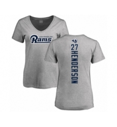 Football Women's Los Angeles Rams #27 Darrell Henderson Ash Backer V-Neck T-Shirt