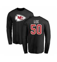 Football Kansas City Chiefs #50 Darron Lee Black Name & Number Logo Long Sleeve T-Shirt