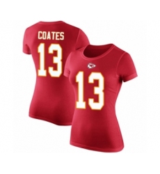 Football Women's Kansas City Chiefs #13 Sammie Coates Red Rush Pride Name & Number T-Shirt