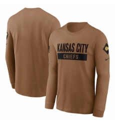 Men's Kansas City Chiefs 2023 Brown Salute To Service Long Sleeve T Shirt