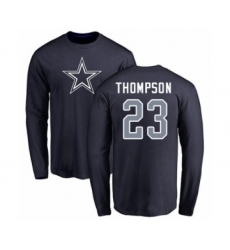 Football Dallas Cowboys #23 Darian Thompson Navy Blue Name & Number Logo Long Sleeve T-Shirt