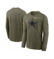 Men's Dallas Cowboys Football Olive 2021 Salute To Service Performance Long Sleeve T-Shirt