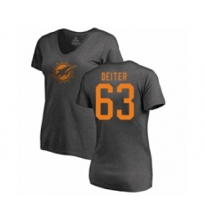 Football Women's Miami Dolphins #63 Michael Deiter Ash One Color T-Shirt