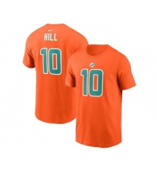 Men's Miami Dolphins #10 Tyreek Hill 2022 Orange Name & Number T-Shirt