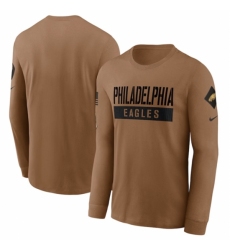 Men's Philadelphia Eagles 2023 Brown Salute To Service Long Sleeve T Shirt