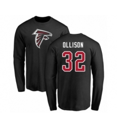 Football Atlanta Falcons #32 Qadree Ollison Black Name & Number Logo Long Sleeve T-Shirt