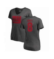 Football Women's New York Giants #8 Daniel Jones Ash One Color T-Shirt