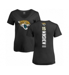Football Women's Jacksonville Jaguars #15 Gardner Minshew II Black Backer V-Neck T-Shirt