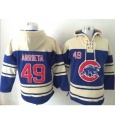 Cubs #49 Jake Arrieta Blue Sawyer Hooded Sweatshirt MLB Hoodie