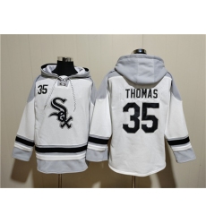 Men's Chicago White Sox #35 Frank Thomas White Ageless Must-Have Lace-Up Pullover Hoodie