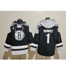 Men's Brooklyn Nets #1 Mikal Bridges Black Lace-Up Pullover Hoodie