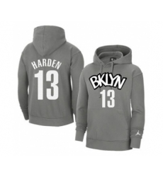 Men's Brooklyn Nets #13 James Harden 2021 Gray Pullover Basketball Hoodie