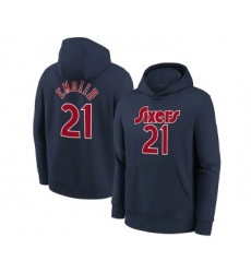 Men's Philadelphia 76ers #21 Joel Embiid Navy Pullover Hoodie