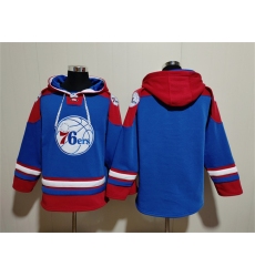 Men's Philadelphia 76ers Blank Royal Red Lace-Up Pullover Hoodie