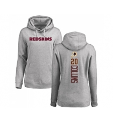 Football Women's Washington Redskins #20 Landon Collins Ash Backer Pullover Hoodie