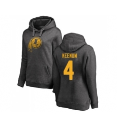 Football Women's Washington Redskins #4 Case Keenum Ash One Color Pullover Hoodie