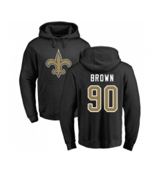Football New Orleans Saints #90 Malcom Brown Black Name & Number Logo Pullover Hoodie